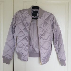 Quilted satin bomber